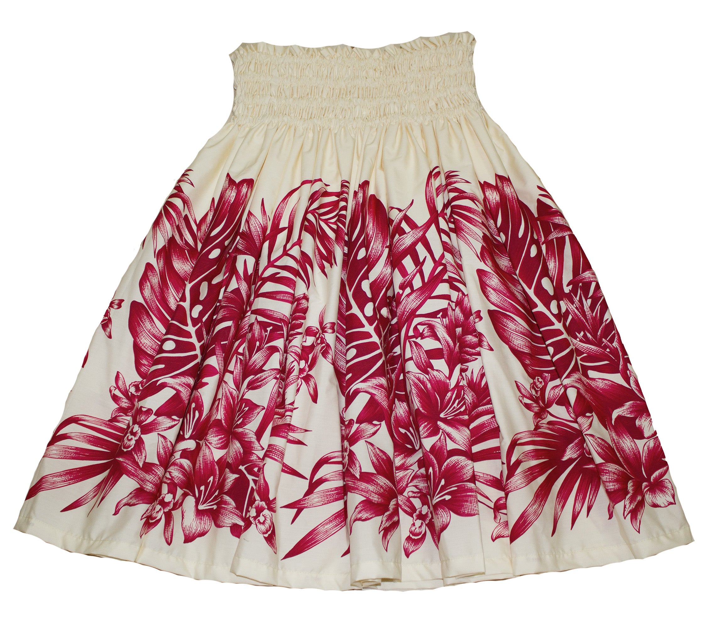 Hawaiian Pa'u Hula Skirts, #1 Yellow with Red, Blue or Green Flower