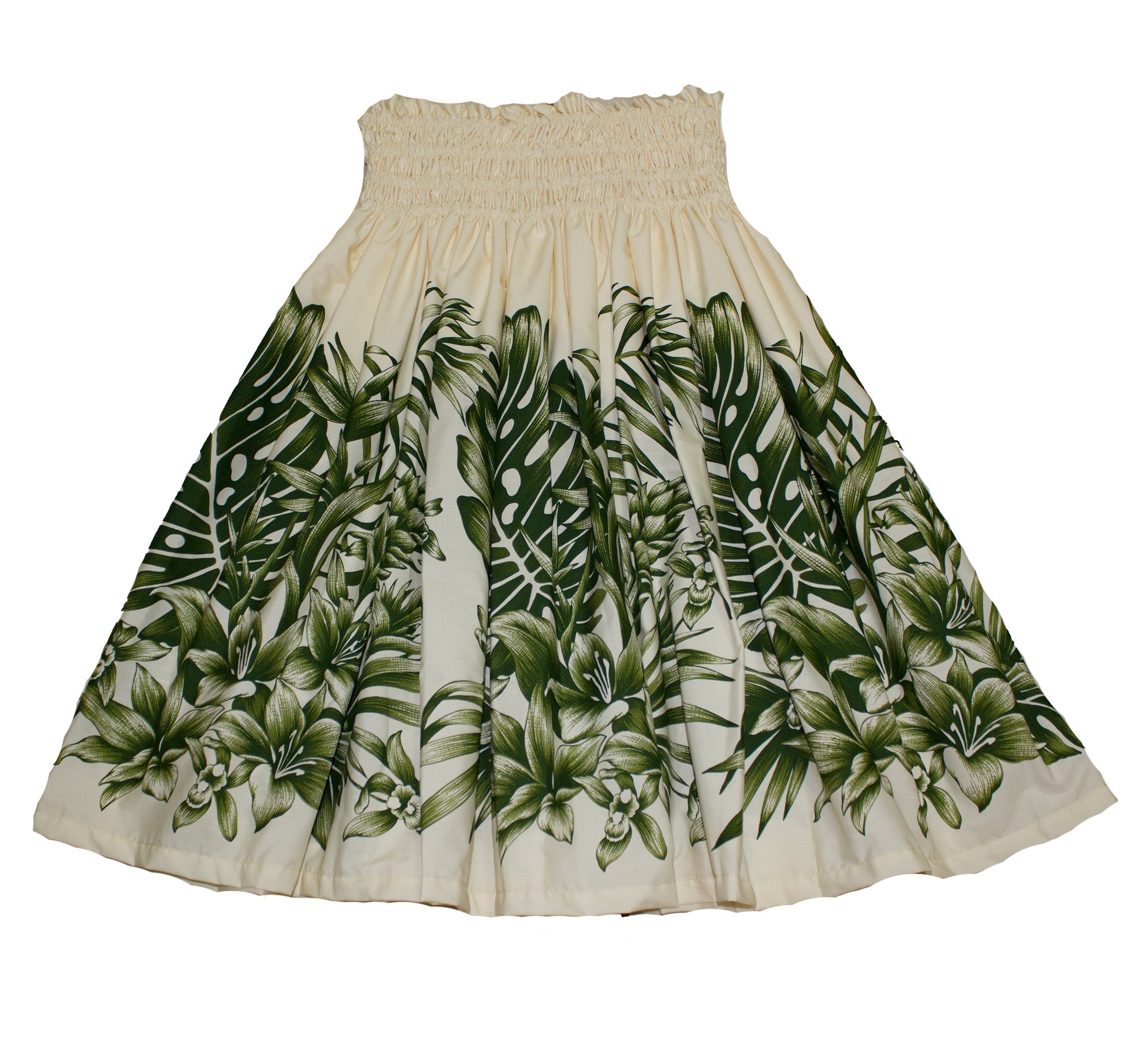 Hawaiian Pa'u Hula Skirts, #1 Yellow with Red, Blue or Green Flower
