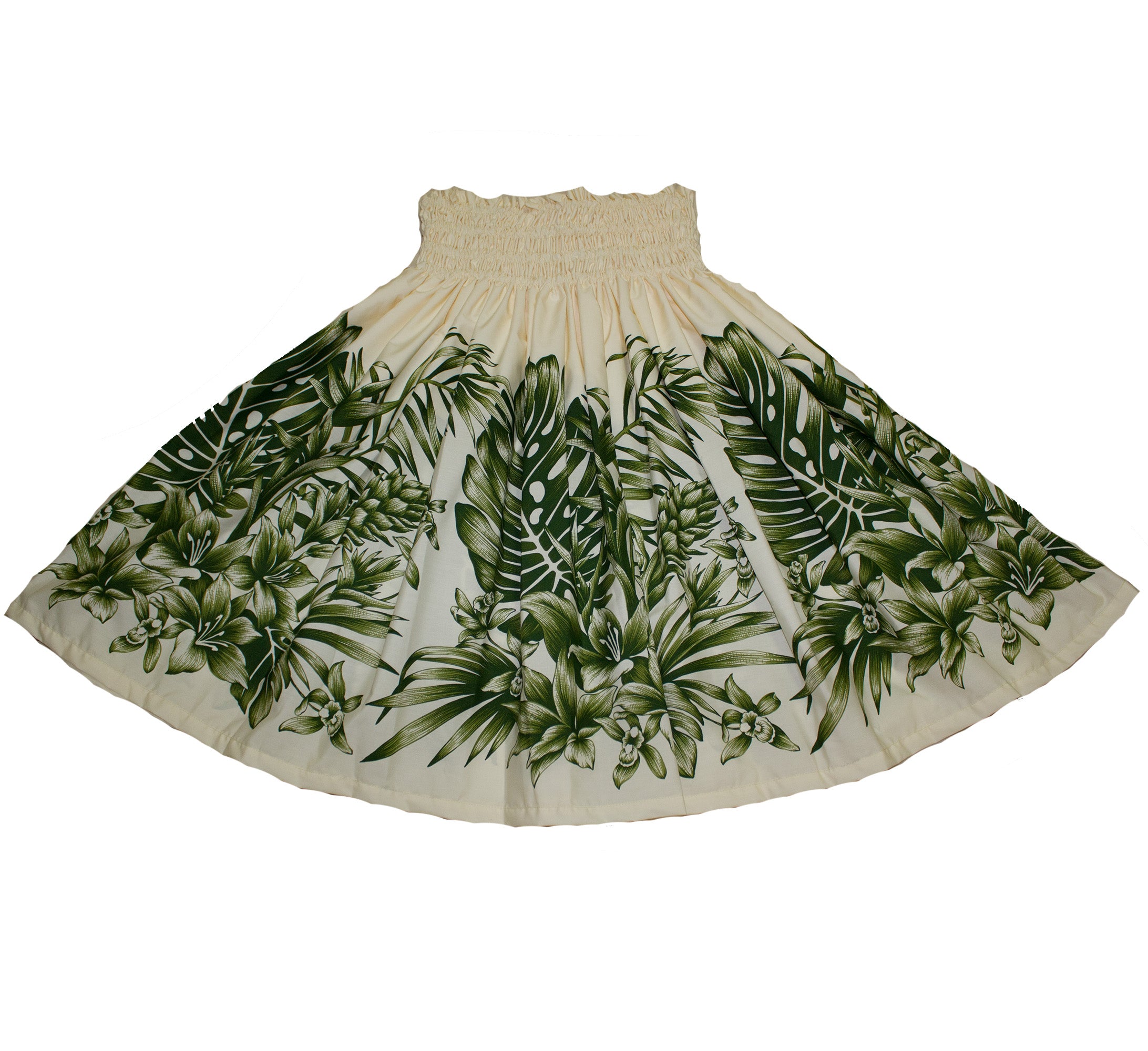 Hawaiian Pa'u Hula Skirts, #1 Yellow with Red, Blue or Green Flower