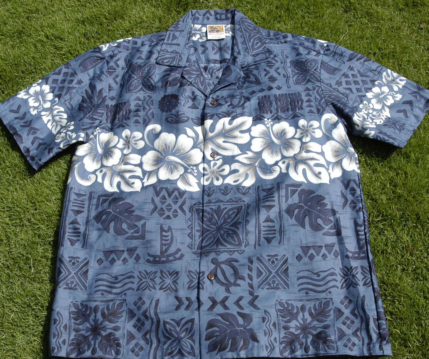 104 Hawaiian Shirt, Navy tapa, M - 2XL
