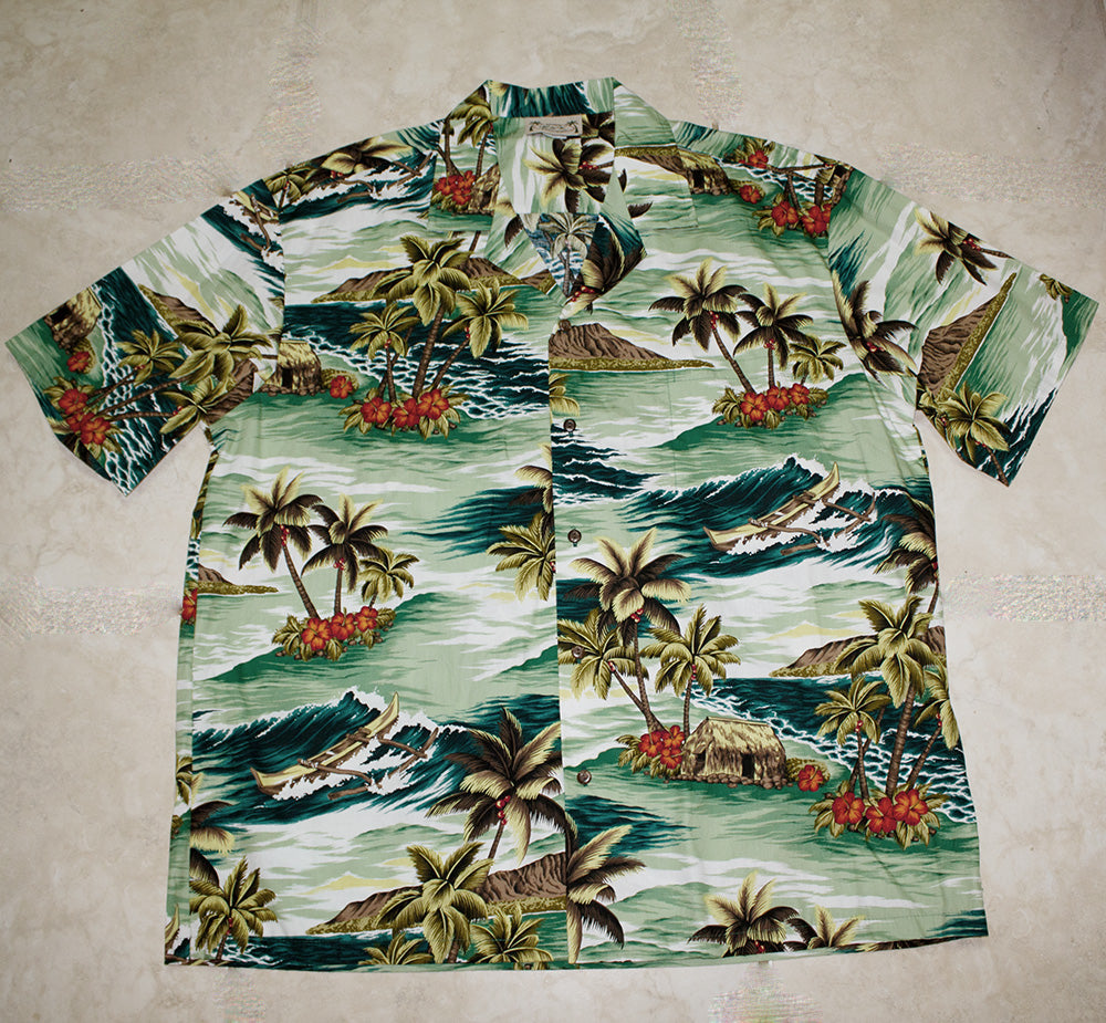 126 Hawaiian shirt Green Island 3XL