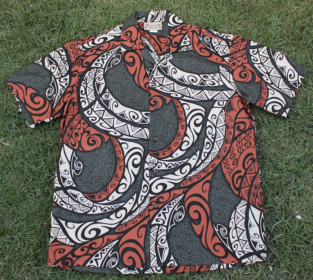 148 Hawaiian shirt Khaki / red, S-4XL