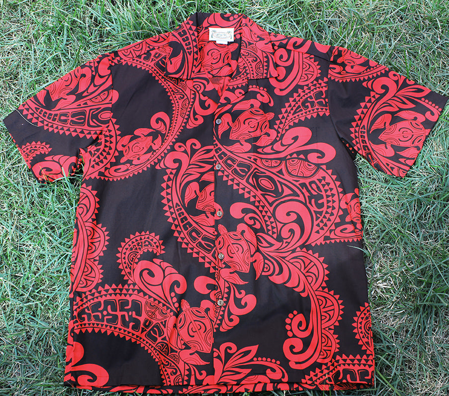 152 Hawaii shirt Black and Red, M-3XL