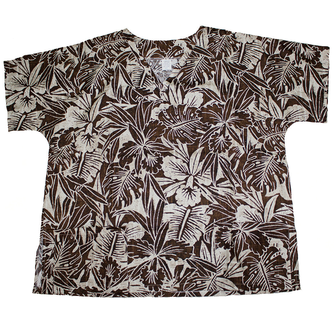 #25 Hawaii Scrub Top, Brown Flower