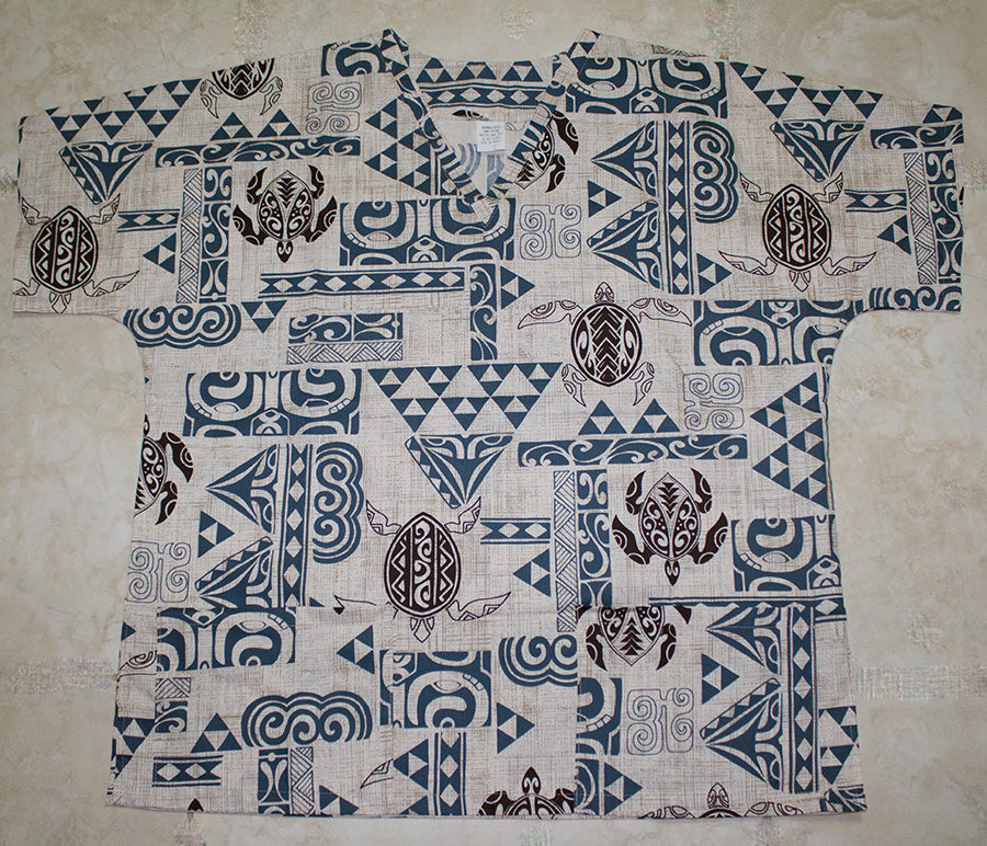 #47 Hawaii Scrub Top, Sea Turtle Tapa