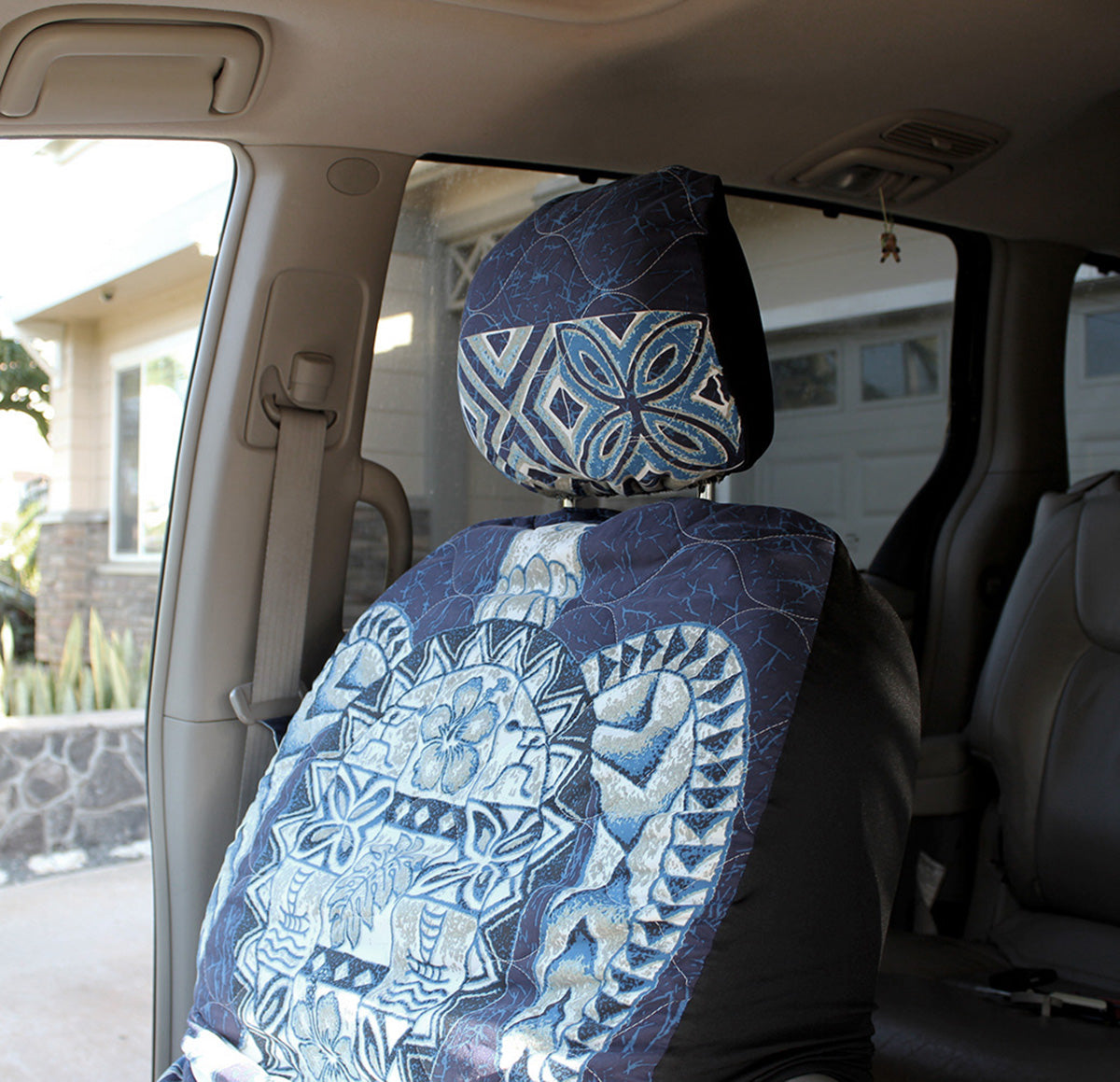 Separated Headrest Hawaii Car Seat Cover, Hibiscue Flower and Turtle