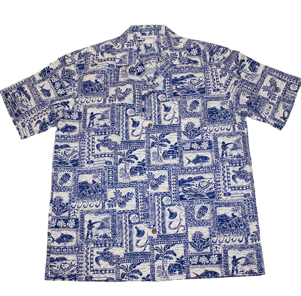 Hawaiian Shirt. #13 Blue Ukulele S-2XL