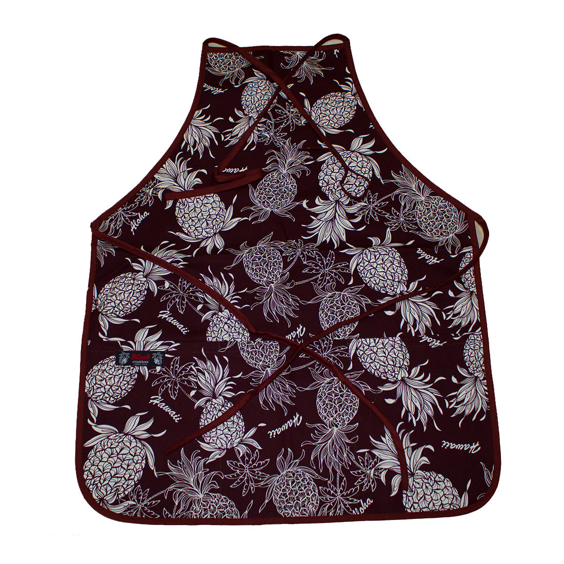 Hawaii Apron - Burgundy Color Pineapple