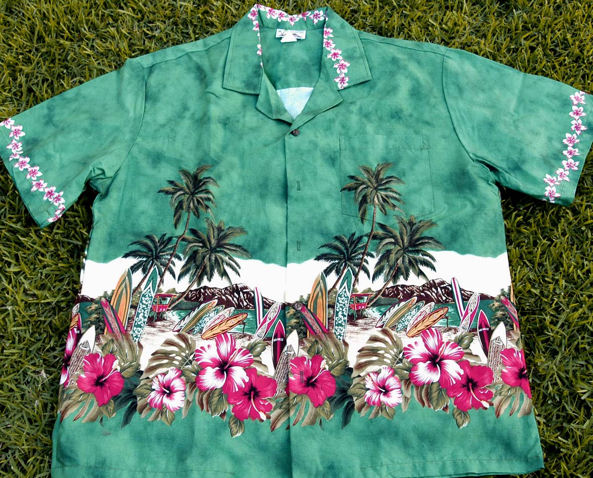 Hawaii Shirt 182 Green surfboard