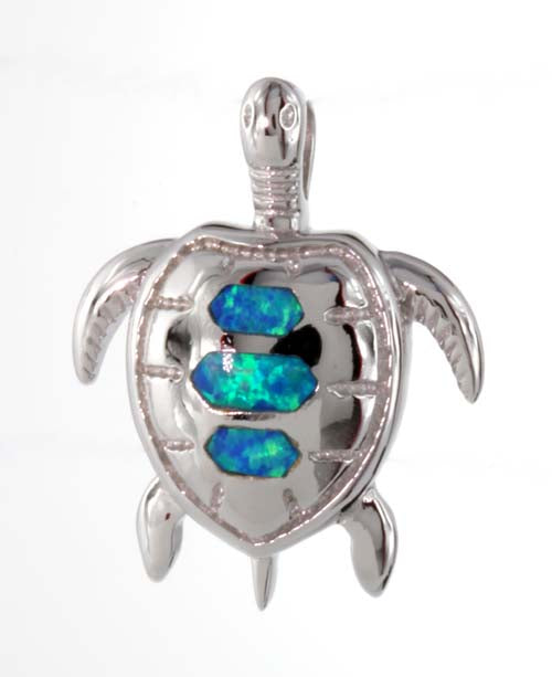 Silver pendant<br>Sea turtle w/ opal