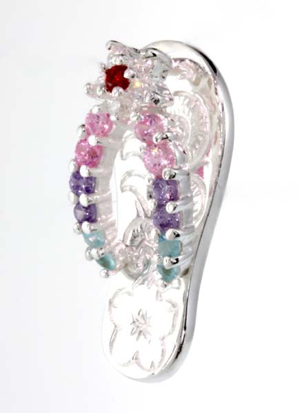 Hawaiian Pendant <br> multi color CZ Slipper