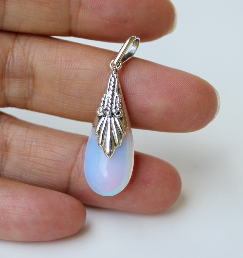 Simulated Moonstone / silver Pendant