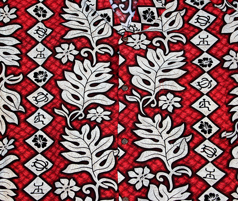Rayon Hawaiian Shirt<br> #22 Red lei, S to 4XL