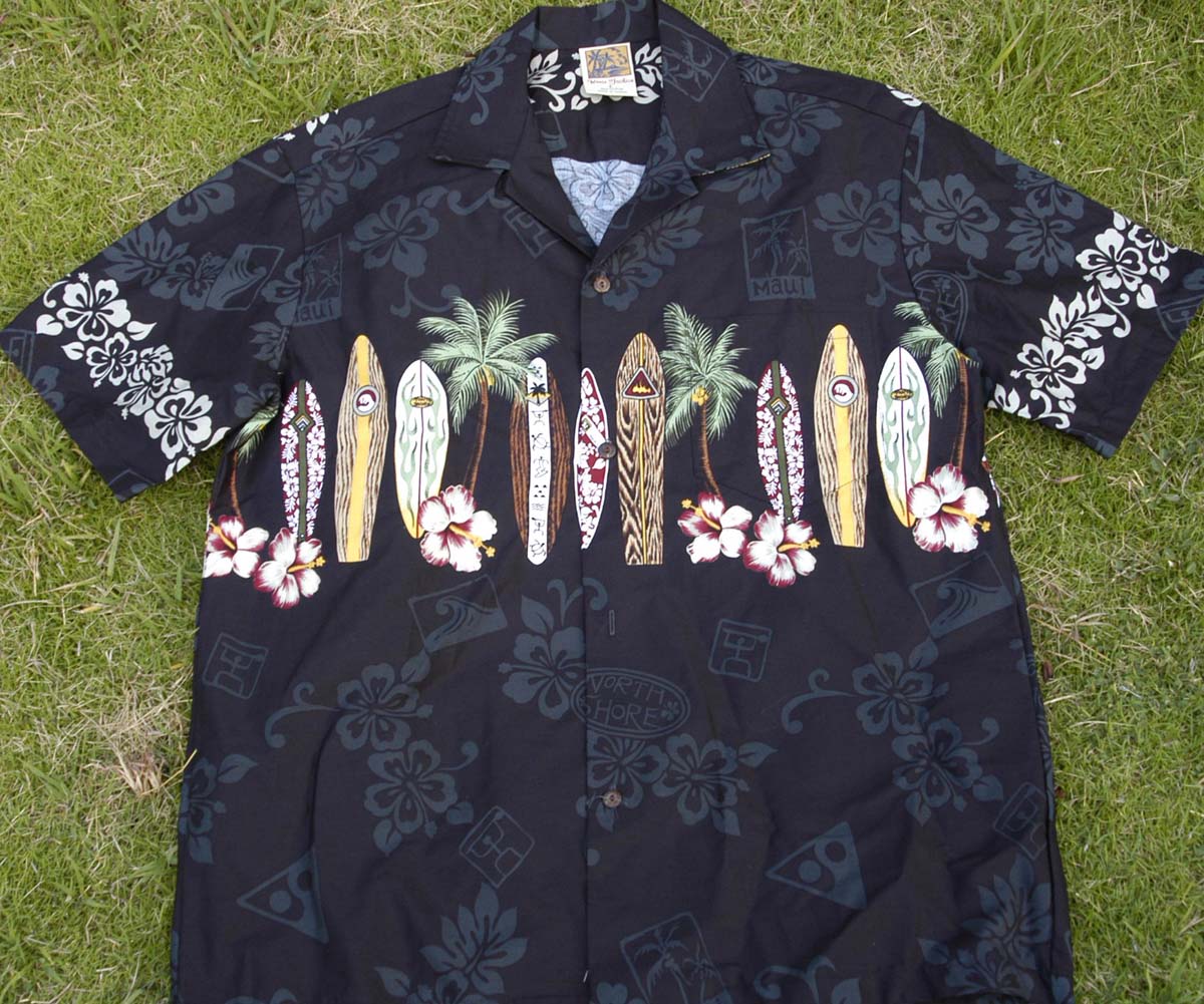 164 Hawaiian shirt Black palm /board, M-2XL