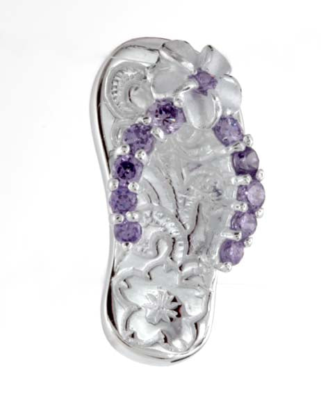 Silver pendant<br> Blue CZ Slipper