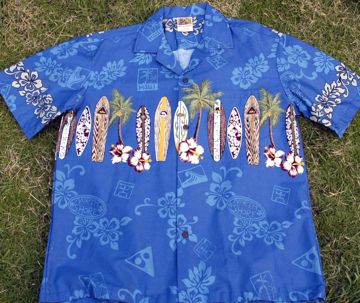 101 Hawaiian shirt Blue palm/board, M - 3XL