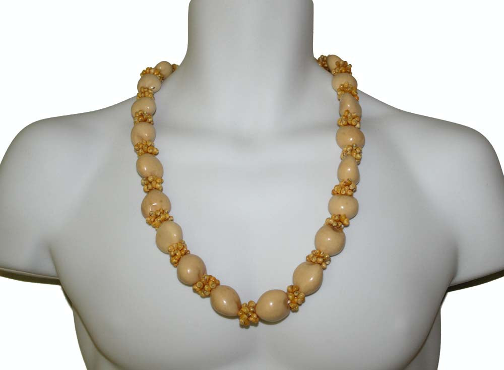 Kukui Nut Leis<br>#8 Yellow /w yellow shell