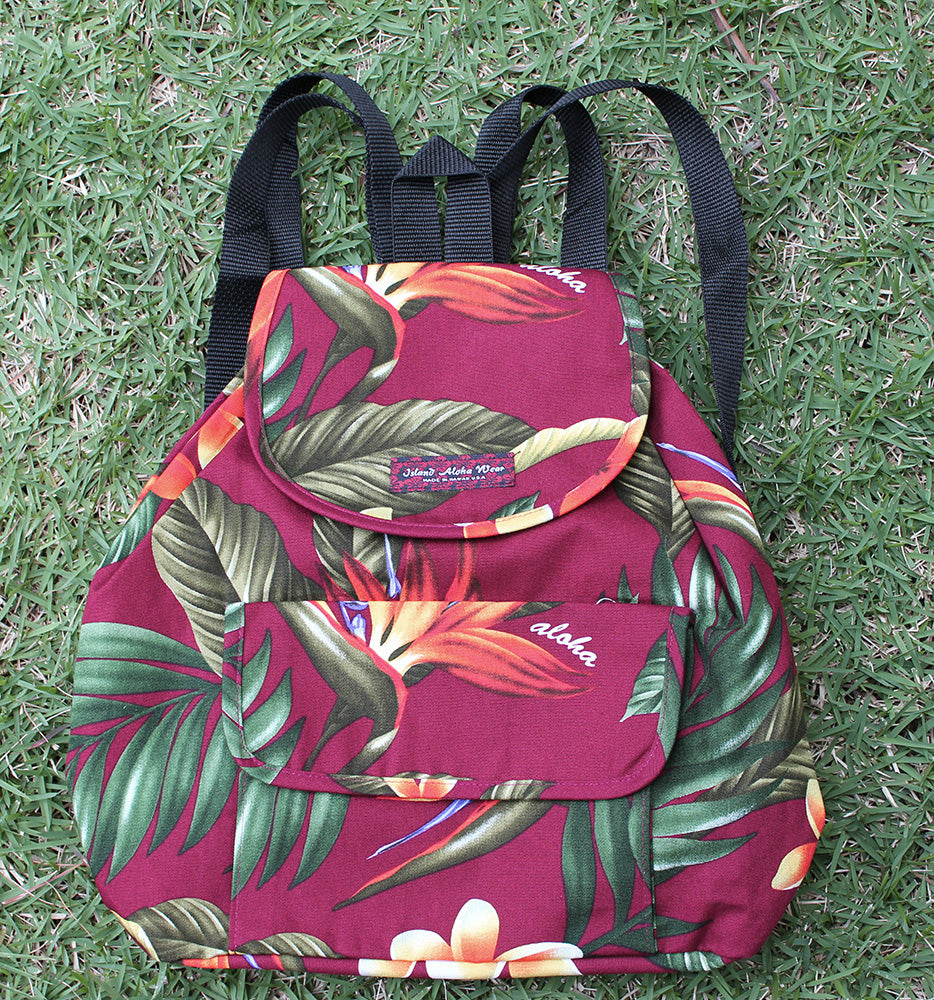 Medium backpack<br>Maroon flower