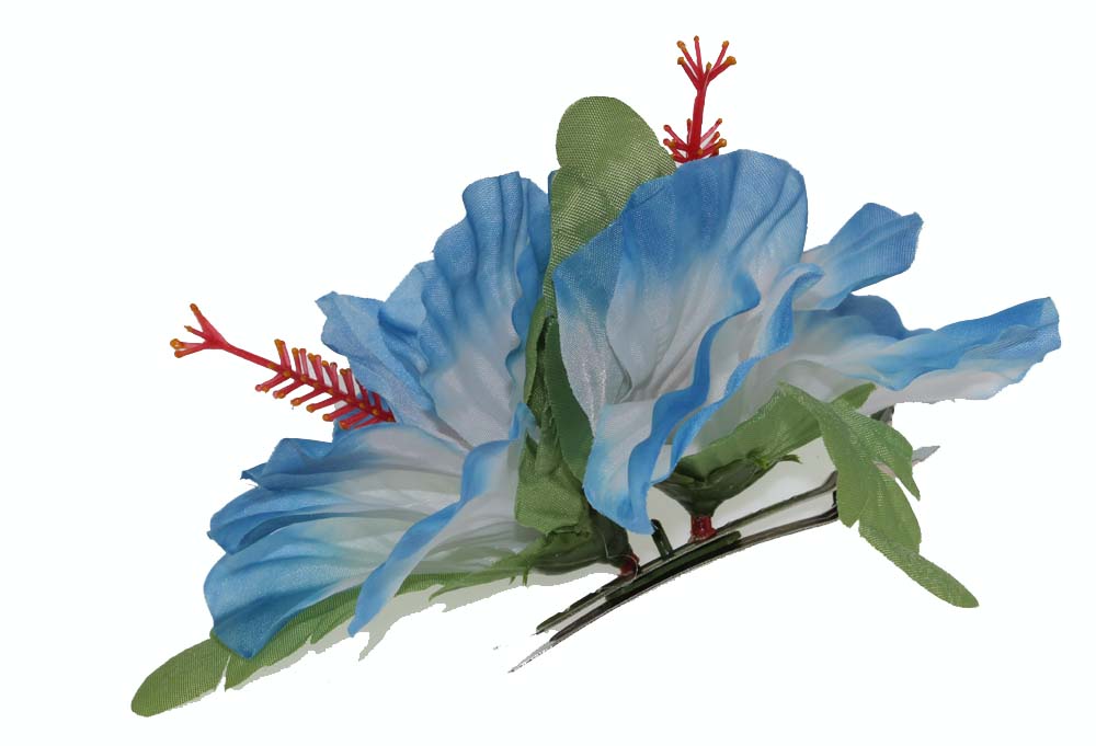 Double Hibiscus hair clip - #3 blue