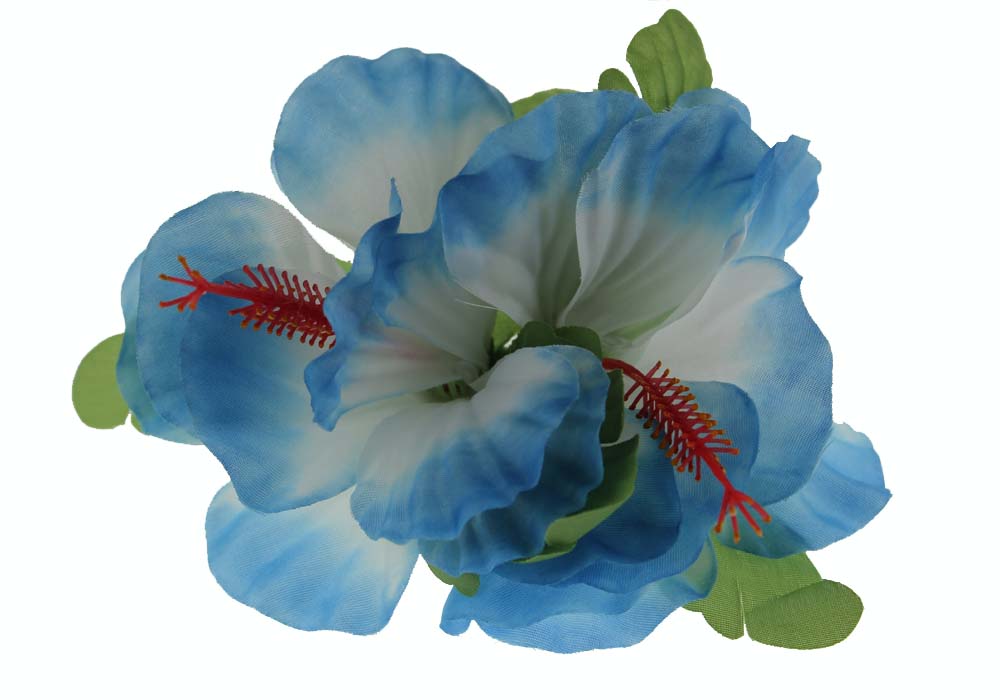 Double Hibiscus hair clip - #3 blue