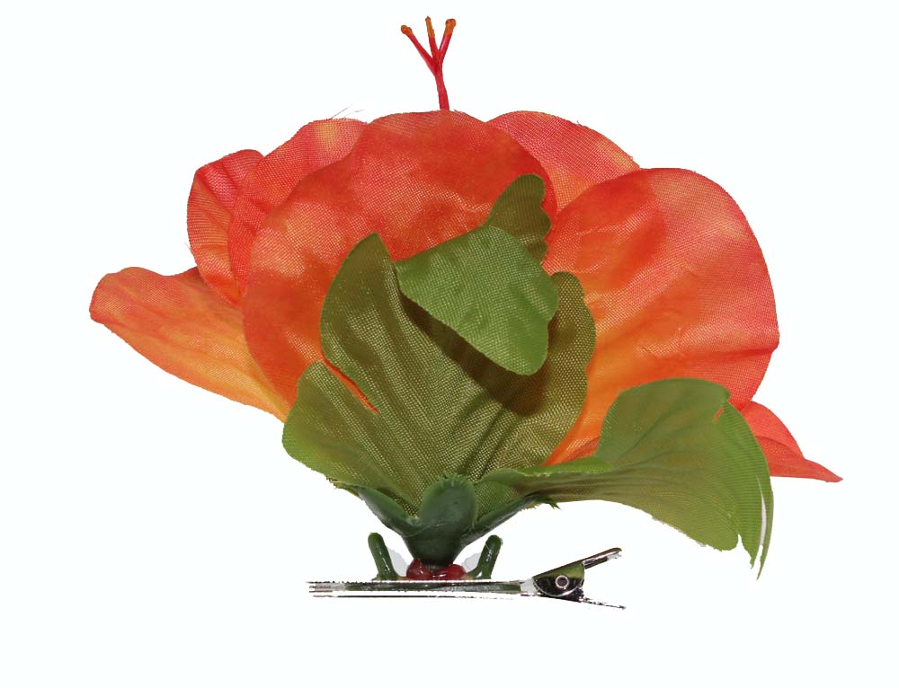 Single Hibiscus Hair Clip - #32 orange
