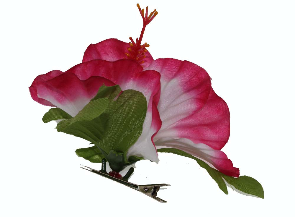 Single Hibiscus Hair Clip - #6 dark pink