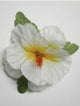 Single Hibiscus Hair Clip - #40 white/ yellow