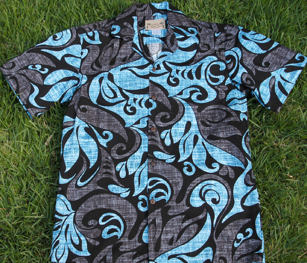 154 Hawaii shirt Gray / blue, size: S to 2XL