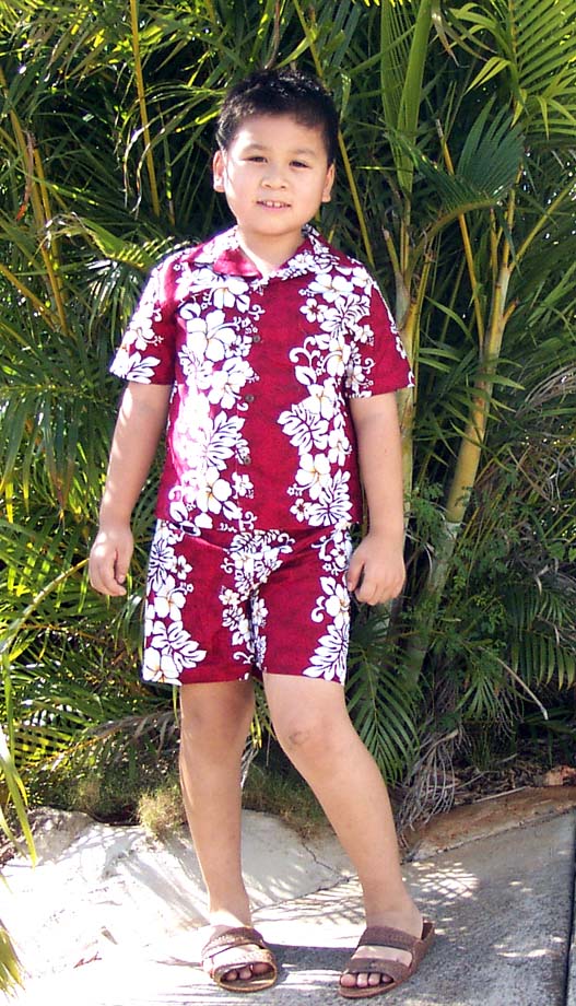 Red lei, Boy's shirt /short set