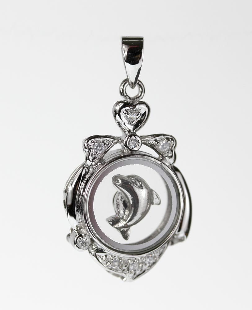 Hawaiian Silver<br>Motion dolphin pendant