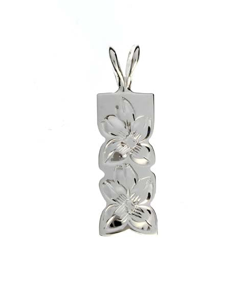 Hawaiian Silver<br>Vertical Plumeria pendant