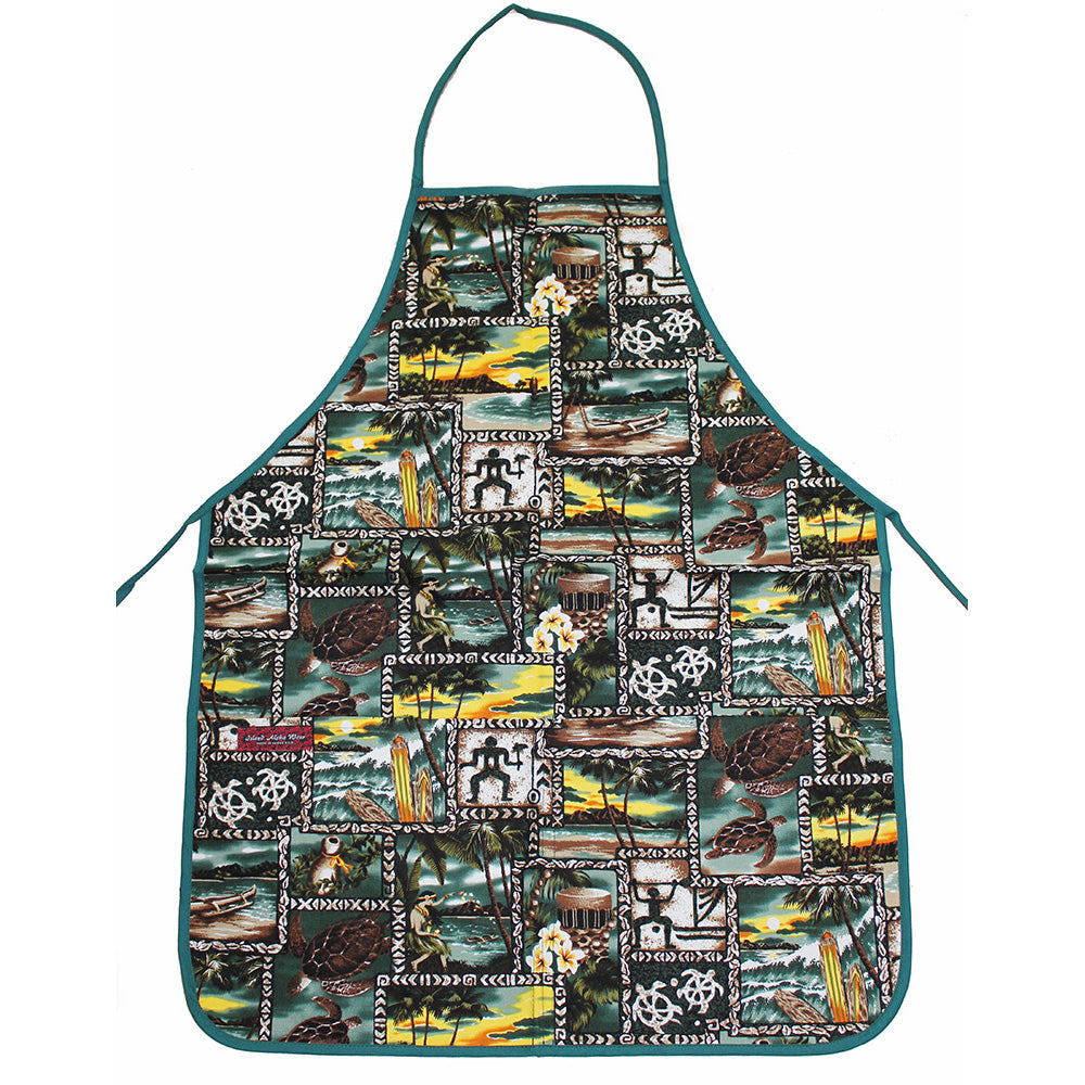 Hawaii Apron - Green tapa