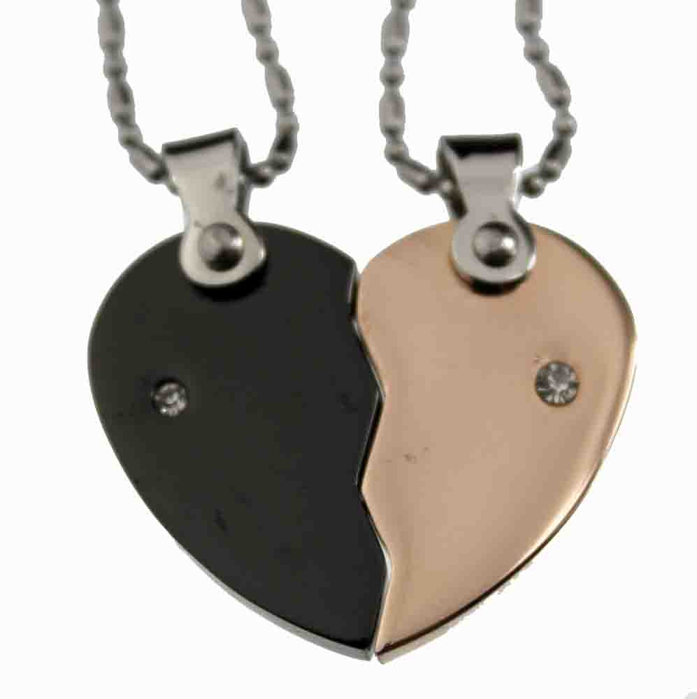 Lovers couple pendant set <br>split heart Matching Necklace