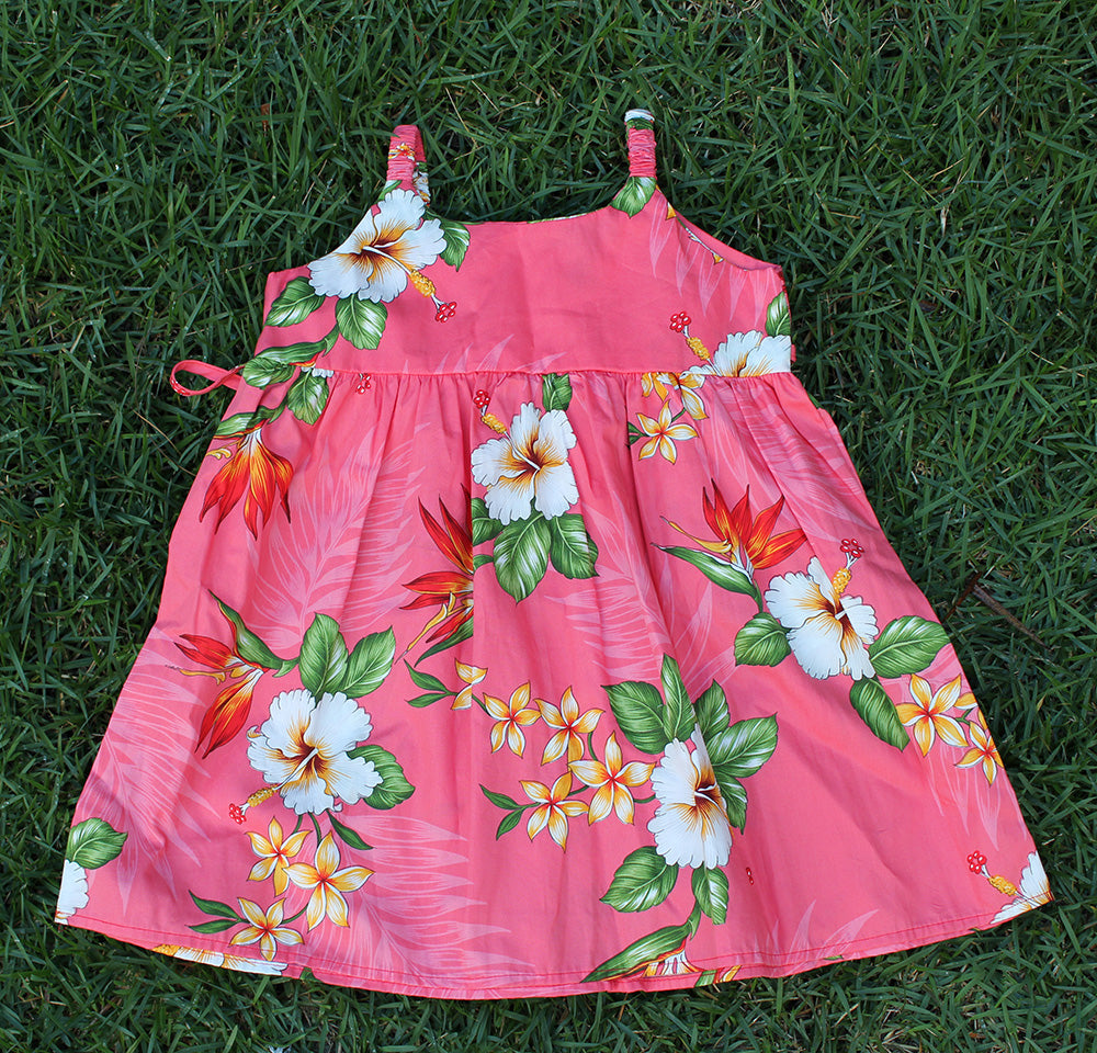 Girls Hawaiian sun dress<br>Pink Hibiscus, size 4