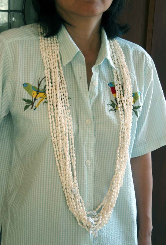 White Dove tail shells lei