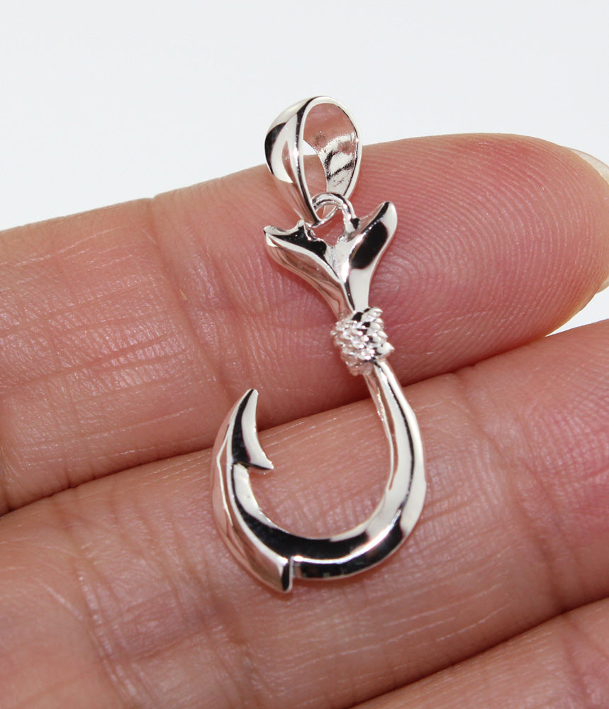 Hawaiian silver<br>Small Fish hook pendant