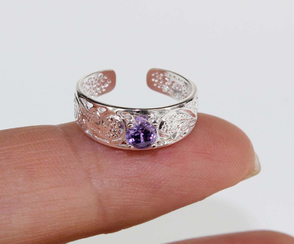 Toe ring - Purple CZ