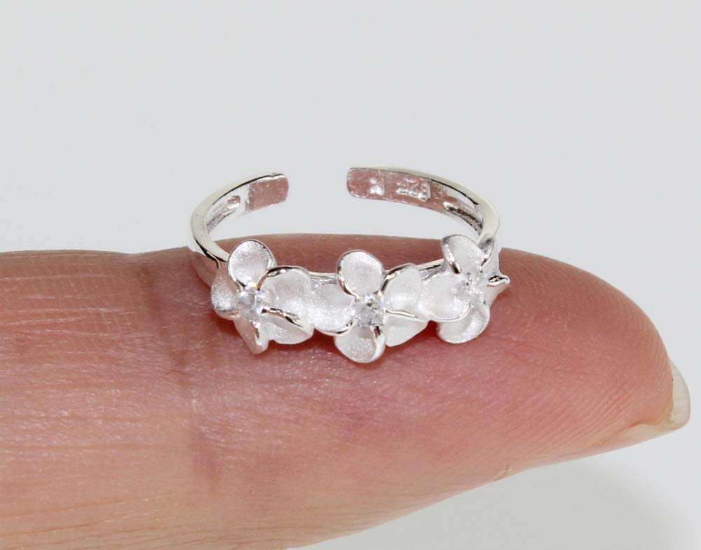 Toe ring - Three plumeria