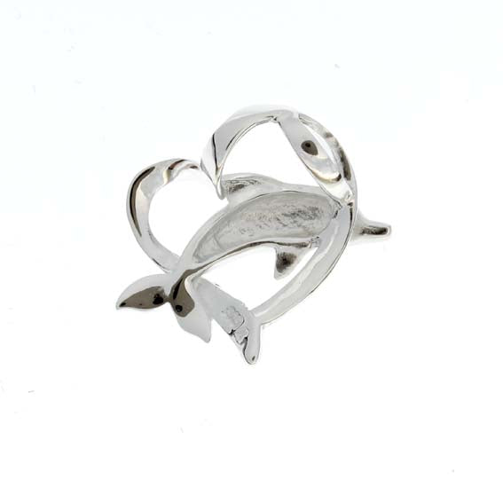 Hawaiian Silver<br> Dolphin Heart pendant