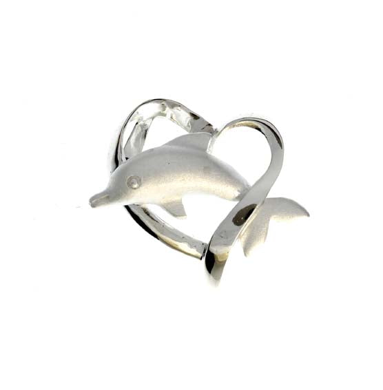 Hawaiian Silver<br> Dolphin Heart pendant