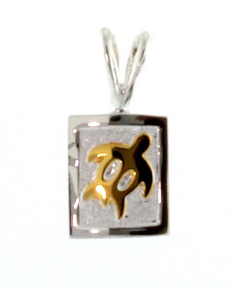 Hawaiian Silver<br> Single 2 Tone Turtle pendant