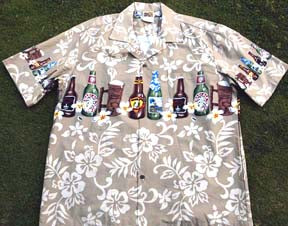 190 Hawaiian shirt Khaki bottles, M-2XL