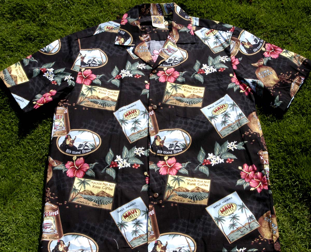 193 Hawaiian shirt Kona coffee /black