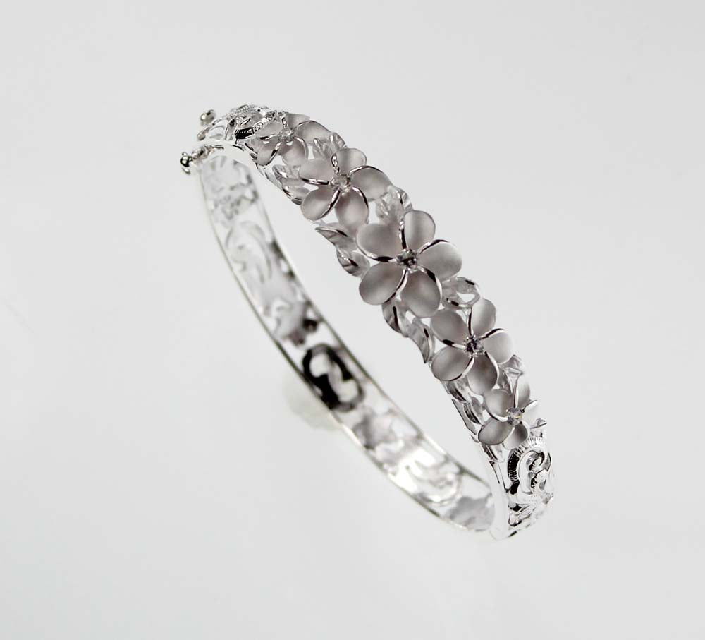 Hawaii Silver Bracelet<br>Plumeria flower 15mm
