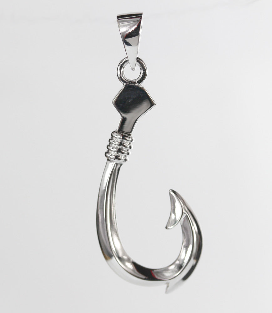 Hawaiian silver<br>Fish hook pendant 2