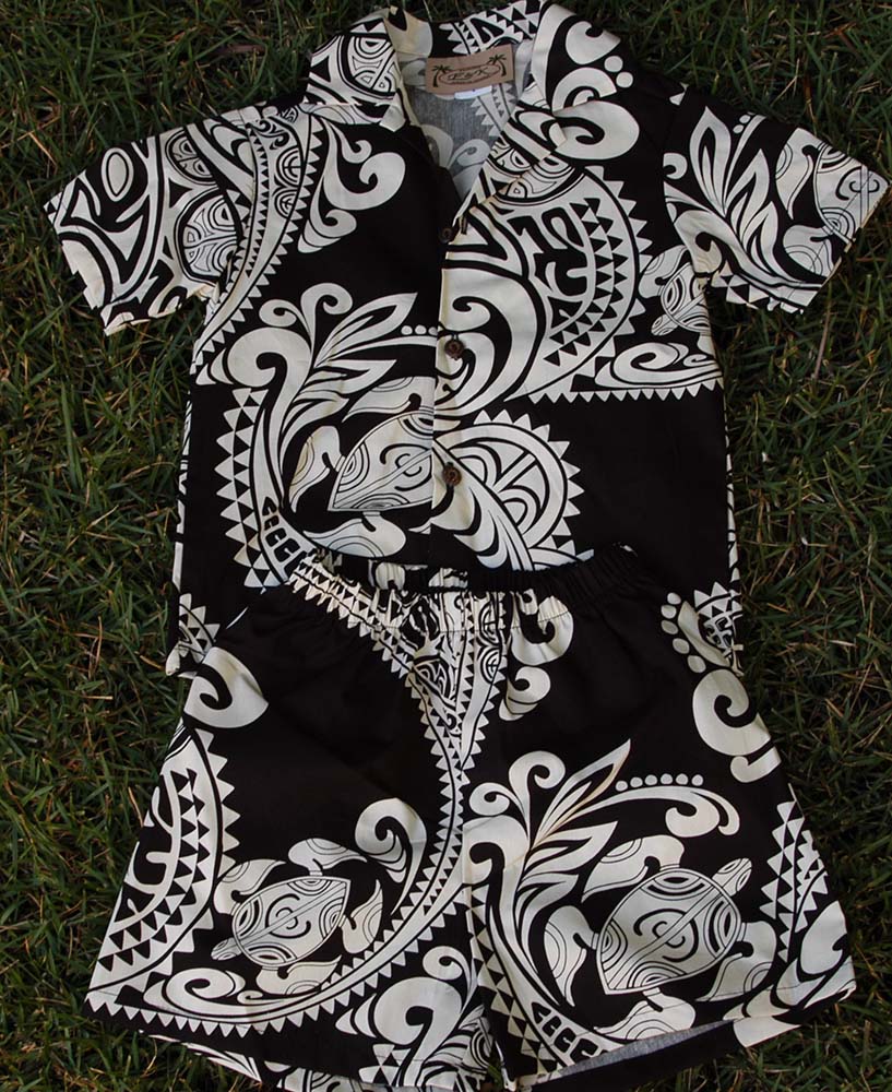 Matching kid's shirts - black wave