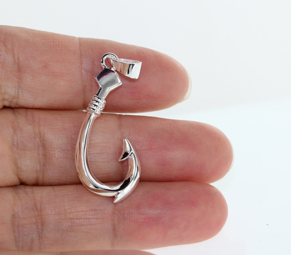 Hawaiian silver<br>Fish hook pendant 2