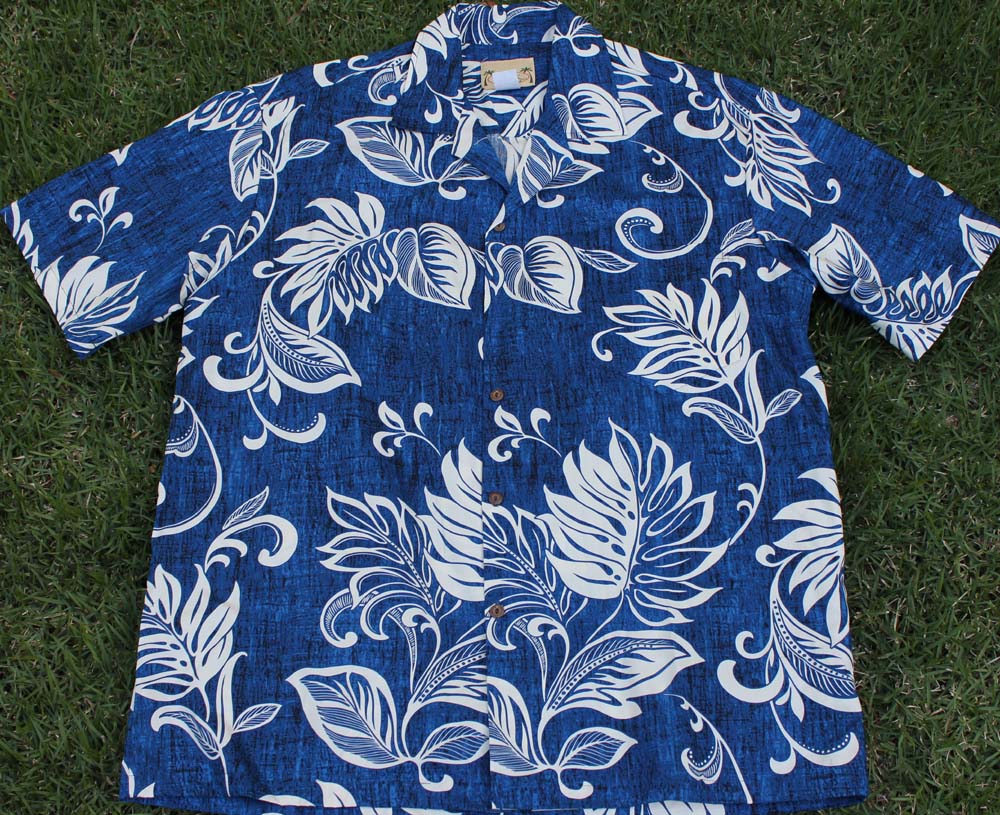 155 Hawaii shirt Blue /white flower, M-2XL