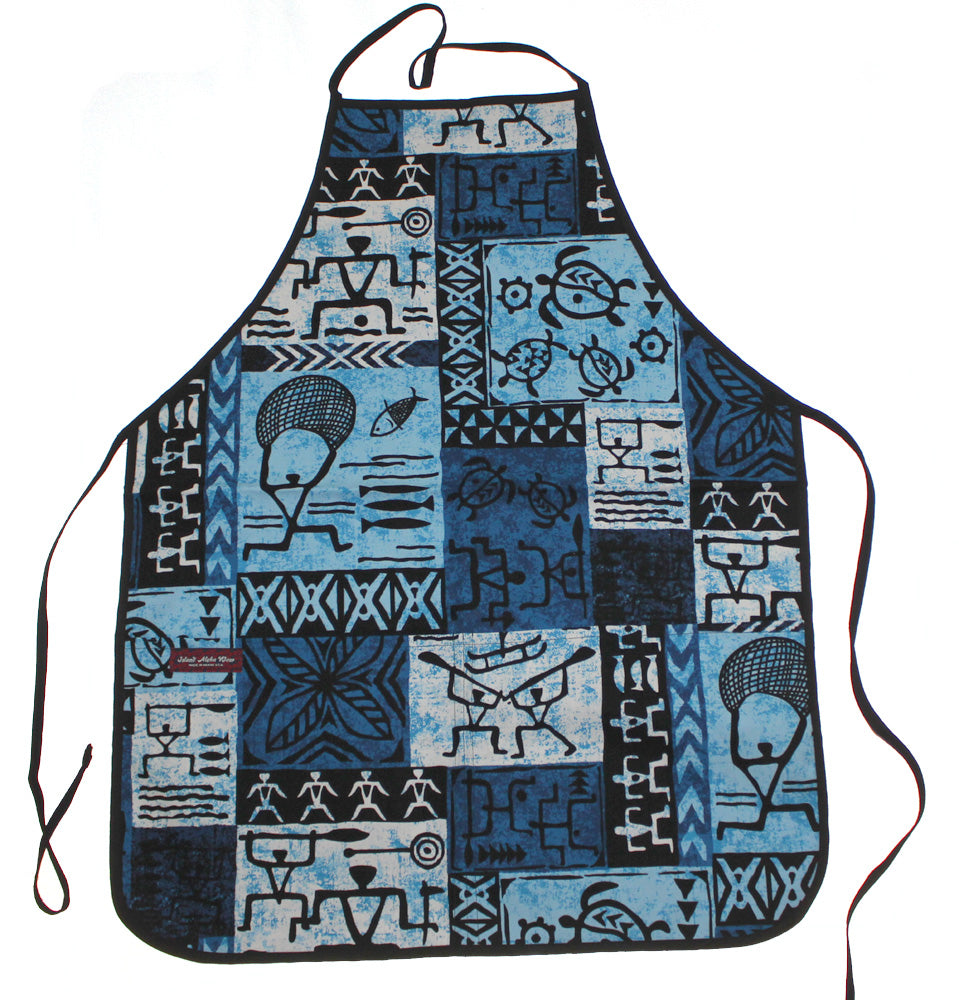 Hawaii Apron- Blue tapa