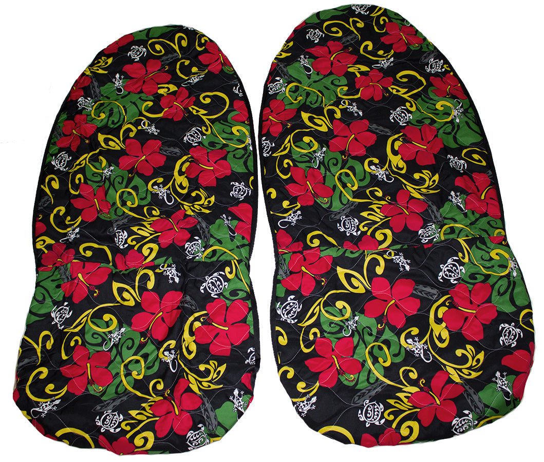 Hawaii car seat cover, #5 Rasta Color Flower (quilted)